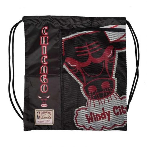 MITCHELL & NESS CHICAGO BULLS NBA TEAM LOGO CINCH BAG BLACK