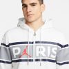 JORDAN PSG FULL ZIP FLEECE HOODIE BIRCH HEATHER/UNIVERSITY RED