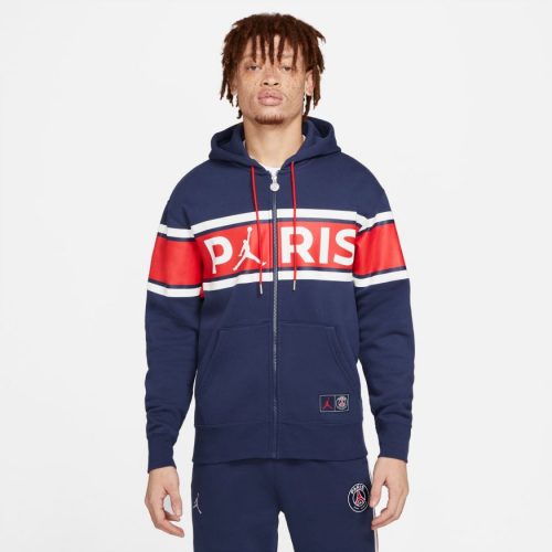 JORDAN PSG FULL ZIP FLEECE HOODIE MIDNIGHT NAVY/WHITE