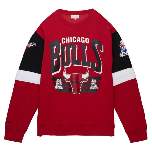 MITCHELL & NESS CHICAGO BULLS NBA ALL OVER CREW 3.0 SCARLET