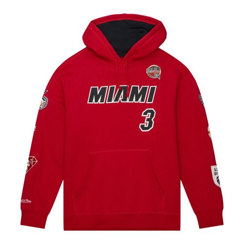 MITCHELL & NESS NBA HOF FLEECE HOOIE HEAT DWYANE WADE SCARLET L