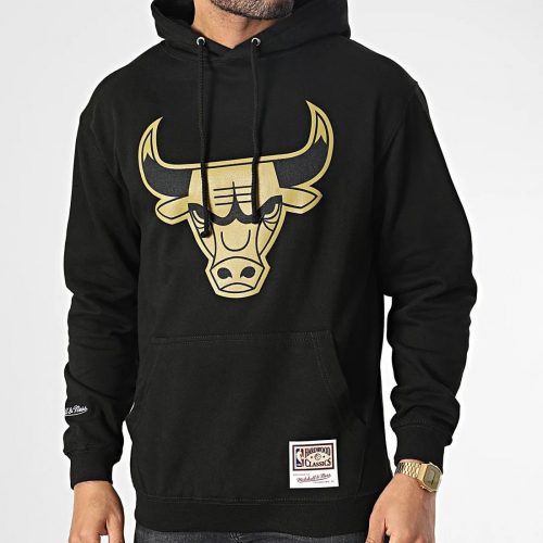 MITCHELL & NESS CHICAGO BULLS Mens Hooded Short Sleeve Black