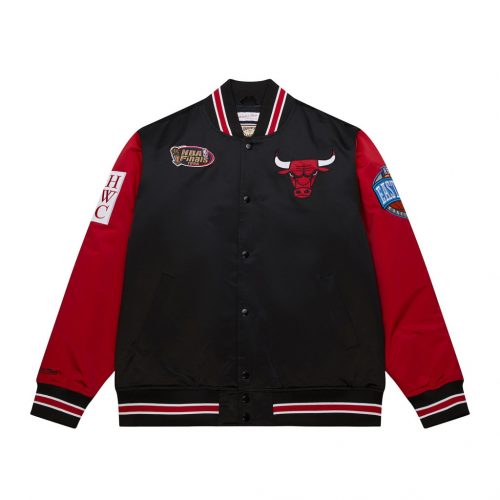 Mitchell & Ness NBA Primetime Heavyweight Satin Jacket Vintage Logo Chicago Bulls Black S