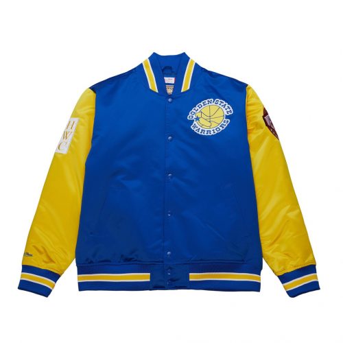 Mitchell & Ness NBA Primetime Heavyweight Satin Jacket Vintage Logo Golden State Warriors Royal L