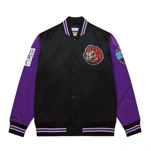 Mitchell & Ness NBA Primetime Heavyweight Satin Jacket Vintage Logo Toronto Raptors Black