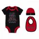 JORDAN KIDS SIDELINE HAT/BODYSUIT/BIB SET 3PC BLACK