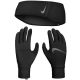 NIKE WOMEN'S ESSENTIAL RUNNING HEADBAND AND GLOVE SET BLACK/BLACK/SILVER