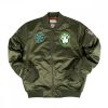 MITCHELL & NESS BOSTON CELTICS NBA SATIN BOMBER JACKET OLIVE XL