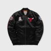 MITCHELL & NESS CHICAGO BULLS NBA SATIN BOMBER JACKET BLACK 4XL