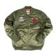 MITCHELL & NESS CHICAGO BULLS NBA SATIN BOMBER JACKET OLIVE XXL