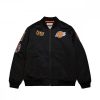 MITCHELL & NESS LOS ANGELES LAKERS NBA SATIN BOMBER JACKET BLACK S