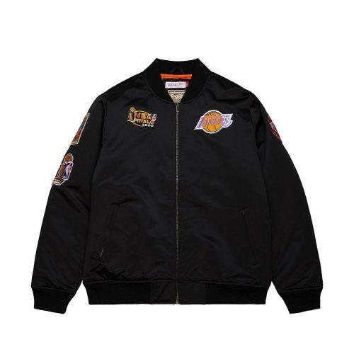 MITCHELL & NESS LOS ANGELES LAKERS NBA SATIN BOMBER JACKET BLACK S