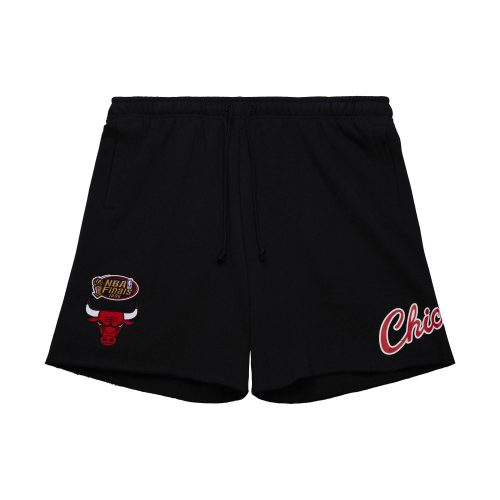 MITCHELL & NESS NBA POSTGAME FLEECE SHORTS VINTAGE LOGO CHICAGO BULLS BLACK M