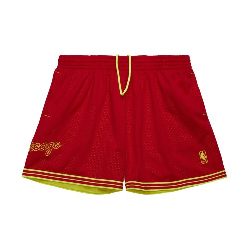 MITCHELL & NESS NBA FASHION NEON MESH SHORTS VINTAGE LOGO Chicago Bulls Scarlet