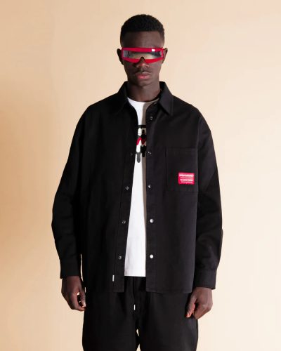 SPRAYGROUND COTTON SHIRT JACKET TOTAL BLACK