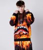 SPRAYGROUND SHARK ON FIRE HOODIE CHECKERED ORANGE/BROWN XL