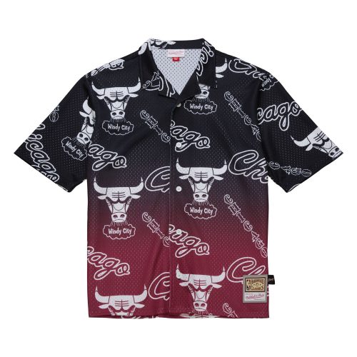 MITCHELL & NESS NBA DESTINATION LEISURE BUTTON UP SHIRT Chicago Bulls Red XXL