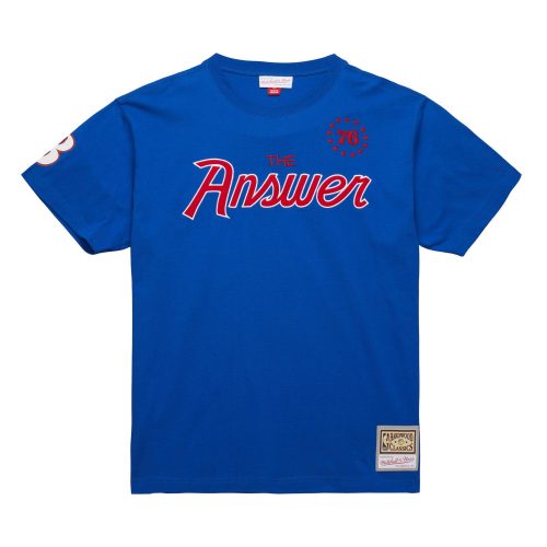 Mitchell & Ness NBA Premium Nickname Ss Tee Vintage Logo Philadelphia 76Ers Allen Iverson Blue