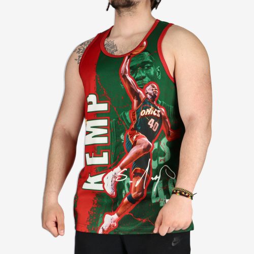 MITCHELL & NESS SEATTLE SUPERSONICS SHAWN KEMP Player Burst Mesh Tank Dark Green L