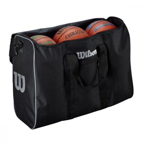 WILSON 6 BALL TRAVEL BSKT BAG BLACK/SILVER one